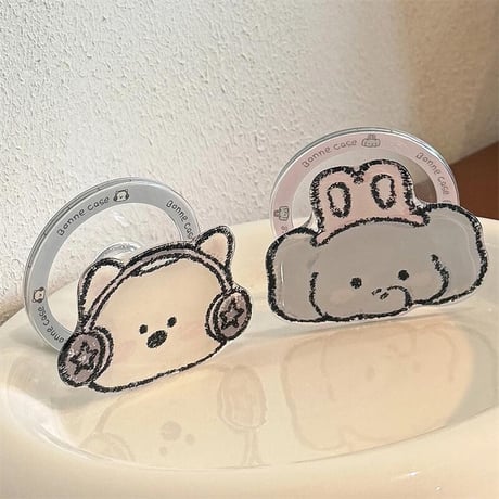 CUTECASE可愛い動物スマホグリップ マグネット式タイプ 猫/熊/犬/象 便利 おしゃれ 可愛い ギフトに最適CM5417