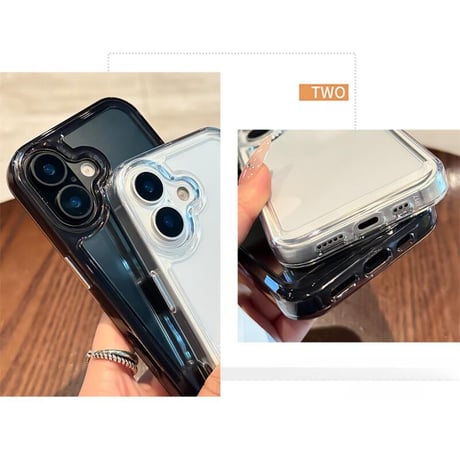 CUTECASE iPhone17ケース ラベンダー/ミストブルー/セージに合う iPhone17Pro/Air/ProMaxケース 高透明 ブラック/ブラック 高透明CM2142