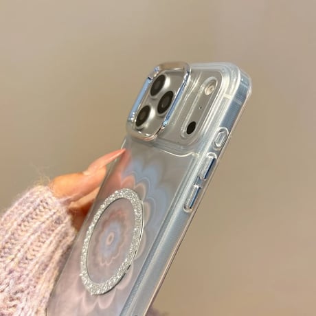 CUTECASE 光る花 iPhone17/17Proケース MagSafeリングスタンド iPhone16/15ProMax/14ケース きれい 面白い 便利CM6195