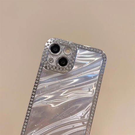 CUTECASE ストーン iPhone16/16pro/15plusケース 水紋 iPhone14/13pro/12ケース 女子力アップ キラキラCM4546