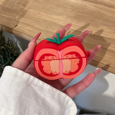 CUTECASE トマト Airpods Pro3ケース 美味しいそう Airpods 4/3カバーケース AirpodsPro2/1 キーホルダー付 頑丈 CM6329