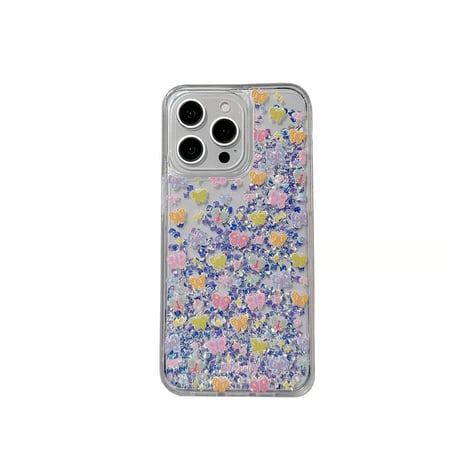 CUTECASE動く液体 iPhone16/16proケース 蝶々 キラキラグリッター入り iPhone14/13pro/12カバー 大人可愛い 夏に人気 人気CM5250