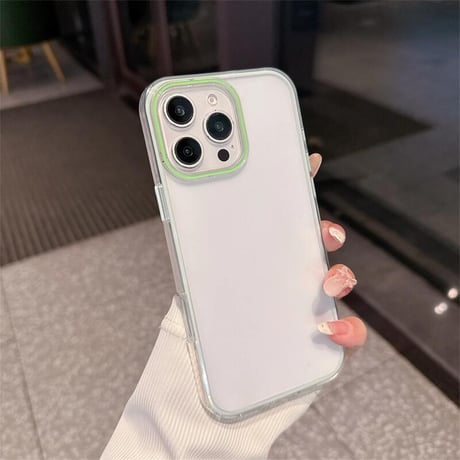 CUTECASEパステルカラー iPhone16/16Proカバー 指紋防止 半透明 アイフォン15promax/14/13カバー カラーライン シンプル風 CM5418