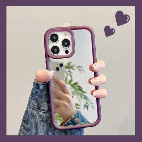 CUTECASE鏡付 iPhone15/15proケース キラキラ iPhone14pro/13/12カバー シンプル風 便利丈夫CM4057
