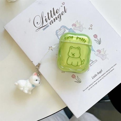 CUTECASE犬ちゃん Airpods4ケース うねうね AirpodsPro2ケース airpods3/2カバー かわいい キーチェーン付 淡色系 CM5345