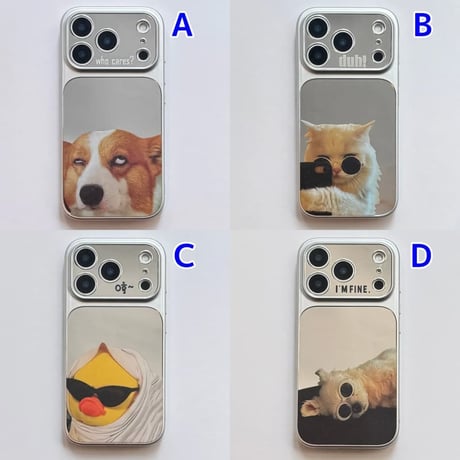 CUTECASE 可愛い動物柄ミラーiPhone17Promaxケースカメラ保護カバー iPhone17Pro/16ProMax/15ProMaxケース 光沢感 頑丈 クールCM6384