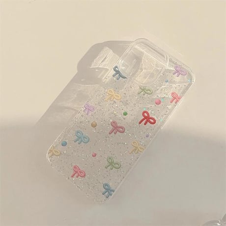 CUTECASE大人可愛い iPhone16/16proケース リボン グリップ付き iPhone14/13pro/12proカバー ラメ入り キラキラCM5164