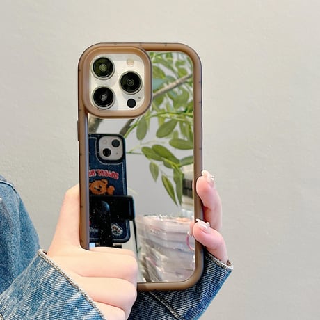 CUTECASE鏡付 iPhone15/15proケース キラキラ iPhone14pro/13/12カバー シンプル風 便利丈夫CM4057