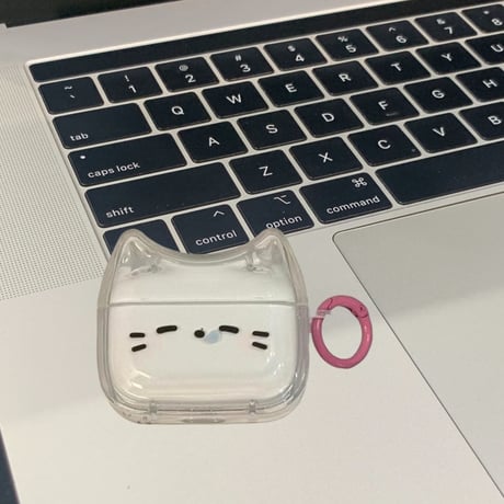 CUTECASE耳付 かわいい眠そうな猫Airpods 4ケース 透明 Airpodspro2/proカバー リング付 Airpods第3/2世代 かわいい プレゼントにおすすめCM5056