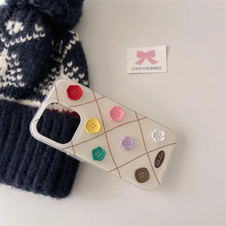 CUTECASEボタンデコ iPhone16/16proケース シック 菱形 iPhone15Pro/14/13proカバー 可愛い トレンド感 CM4987