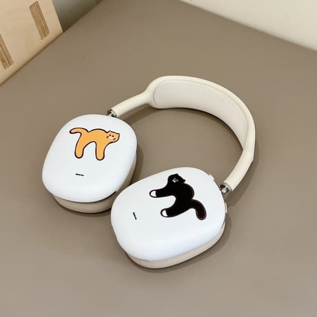 CUTECASE 可愛い猫柄 AirPodsMax2/1ケース マット 指紋/汚れ防止 エアーポッズ マックス専用カバー ギフトに最適 頑丈CM5214