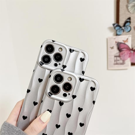 CUTECASE ハート柄 iPhone15/15proケース マット 指紋防止 iPhone14/13pro/12proケース かわいい 女子力UP CM4405