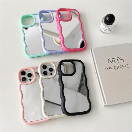 CUTECASE うねうねミラー iPhone16pro/15ケース 淡色系 iPhoneSE/14/13Promax/12/11カバー 使いやすい おしゃれCM5284