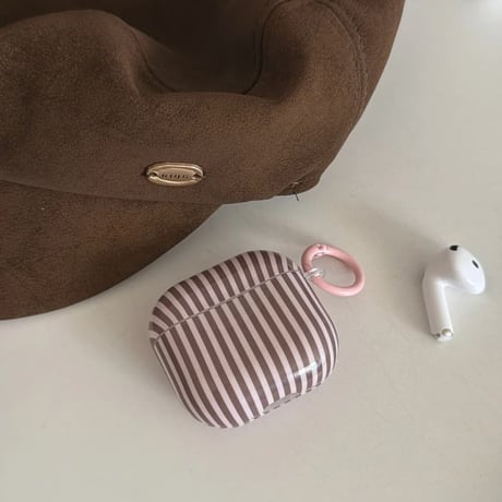 CUTECASEストライプ柄 AirpodsPro3ケース オシャレ Airpods4カバー AirpodsPro2/Pro1カバー リング付き オシャレさんにおすすめCM6242