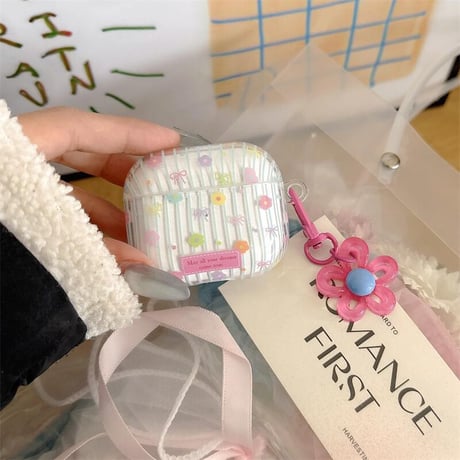 CUTECASE花 Airpods４ケース 春夏向け Airpods3/Pro2ケース airpodsproカバー 大人可愛い 花キーチェーン付 ギフトにピッタリCM5169
