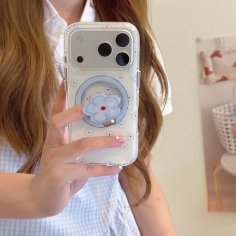 CUTECASE 花リング iPhone17Pro/17ケース MagSafe対応 iPhone17ProMax/16Pro/15カバー 多機能便利 かわいいCM6208