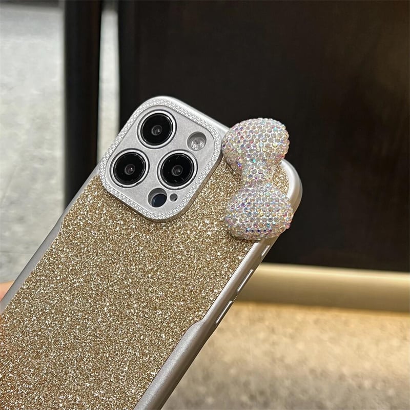 CUTECASEジュエリーリボン iPhone16/16proケース ラメ入り アイフォン14