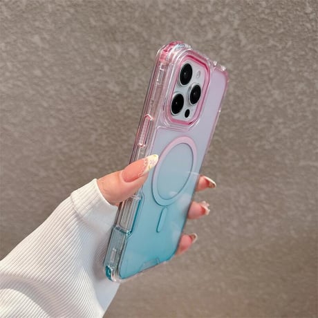 CUTECASE 耐衝撃16promaxケース グラデーションカラー iPhone15pro/14/13pro/12カバー 2層構造 涼しい感じ MagSafe対応CM5303