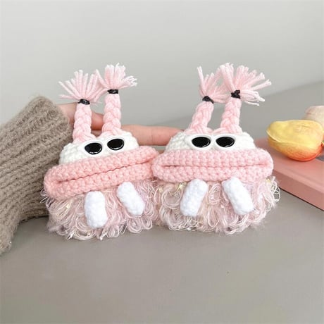 CUTECASEニット女の子 Airpods4/3ケース メガネ付き ふもふも airpodspro2/proカバー めっちゃ可愛い 柔らかい 温かい キュートCM4722