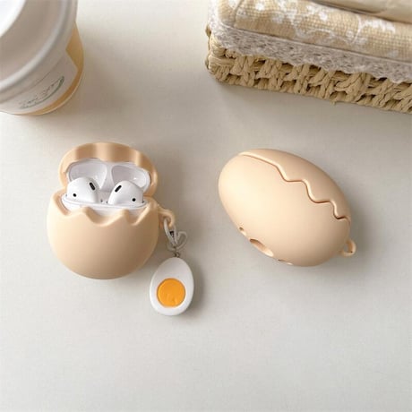 CUTECASE 卵 Airpods4ケース ゆで卵キーチェーン AirpodsPro2ケース エアーポッズ3/2 かわいい ギフトにおすすめCM5556