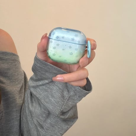 CUTECASE グラデーションカラー AirpodsPro3ケース 花柄 Airpods4/3カバー AirpodsPro第2/1世代 リング付 可愛いCM6365