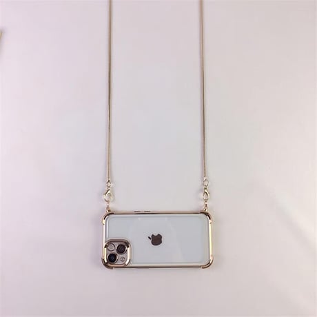 CUTECASE ショルダーチェーン付 iPhone16Pro/17ケース 四角耐衝撃 iPhone16ProMax/15Pro/14カバー メタリックゴールド高級感 丈夫CM5526