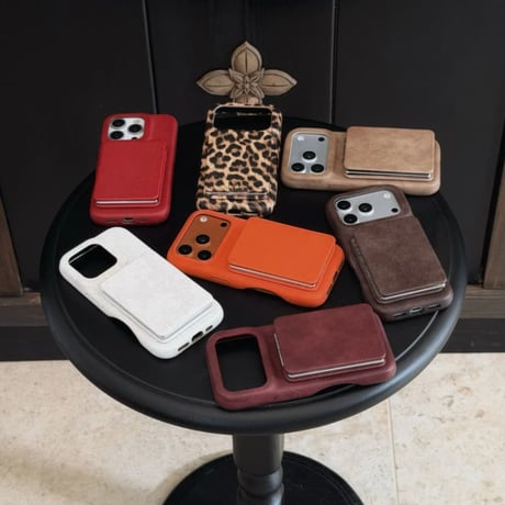 CUTECASE ダブルミラー iPhone17Pro/17ケース スタンド機能 レザー/布 上品 iPhone17ProMax/16Pro/15ケース 高品質 頑丈 人気 CM5974