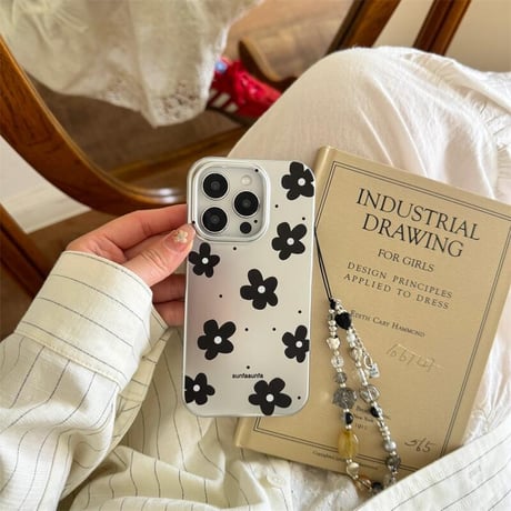 CUTECASE春におすすめ iPhone16pro/16ケース 花柄 宝石ストラップ iphone15pro/14/13proカバー 可愛い 今流行り 丈夫CM5144