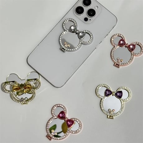 CUTECASEジュエリーミラースタンド スマホリング キラキラ リボン お洒落 人気 実用便利 可愛いガールズに大人気CM5326
