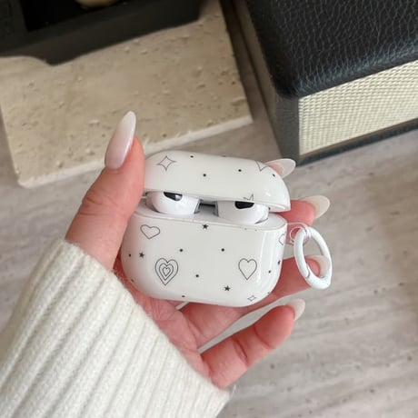 CUTECASE ハート柄 AirpodsPro3ケース ホワイト 天使キーホルダー エアポッズ4/3 AirpodsPro2/Proカバー ギフトにおすすめ CM5901