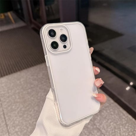 CUTECASEパステルカラー iPhone16/16Proカバー 指紋防止 半透明 アイフォン15promax/14/13カバー カラーライン シンプル風 CM5418