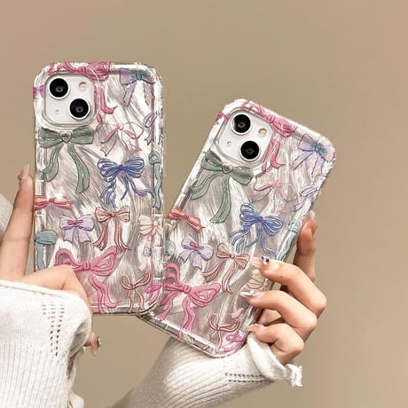 CUTECASEリボン柄 iPhone15/15promaxケース キラキラ iPhone14/13pro/12ケース かわいい 女子力UP CM4061