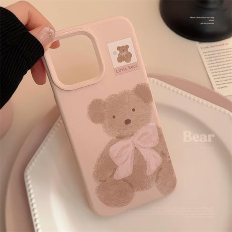 CUTECASE熊ちゃん iPhone16/16proケース シリコン アイフォン15pro/14/13pro/12ケース 可愛いCM4650