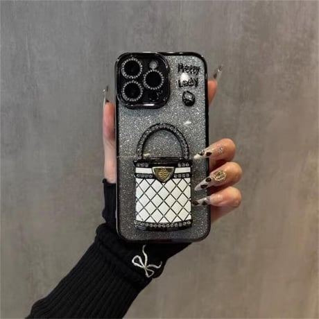 CUTECASE メイク鏡 iPhone16/16Proケース バック型スタンド iPhone15Pro/14/13Proカバー 綺麗キラキラ 多機能 レンズカバーCM4673