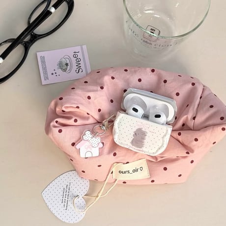 CUTECASE ワンチャン Airpods Pro3ケース うねうね Airpods 4/3カバーケース AirpodsPro2/1 家キーホルダー 水玉模様 CM6138