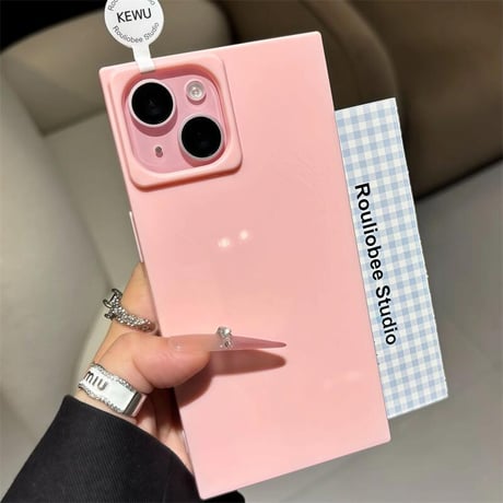 CUTECASEスクエア型 iPhone17/16proケース 艶感カラー 四角 iPhone15promax/14/13promaxカバー シック 人気 CM5605