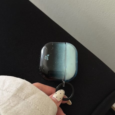 CUTECASE グラデーションブルー Airpods Pro3ケース 光沢感 Airpods4/3カバー pro2/pro1 リング/キーホルダー オシャレCM6206