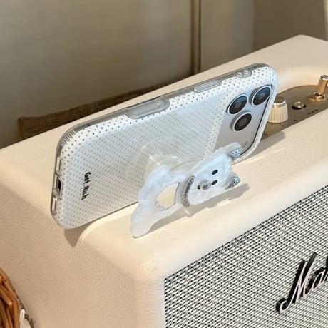 CUTECASEミラー付犬ちゃんグリップ iPhone17Promaxケース 可愛すぎ iPhone16Pro/15ケース スタンド付きCM6331