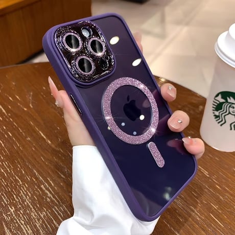 CUTECASEキラキラカメラカバー iPhone15/15proケース MagSafe お洒落iphone14/13/12proケース 女子力アップ 黄ばまないクリアケースCM3756