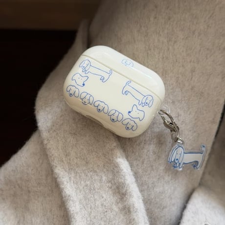 CUTECASE ワンちゃん Airpods Pro3ケース 犬キーホルダー Airpods4/3カバー pro2/pro1 ベージュ 頑丈 大人可愛いCM6105