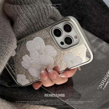 CUTECASE花柄 鏡 iPhone16/16proケース 大人可愛い アイフォン15promax/14/13proケース 丈夫 メイク直し 女子力UP CM5089