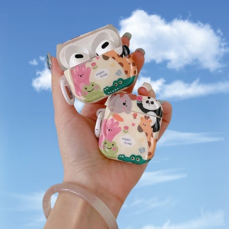 CUTECASE 動物柄 Airpodspro2/pro1ケース うねうね Airpods3/2カバー 可愛い ギフトにおすすめCM4465