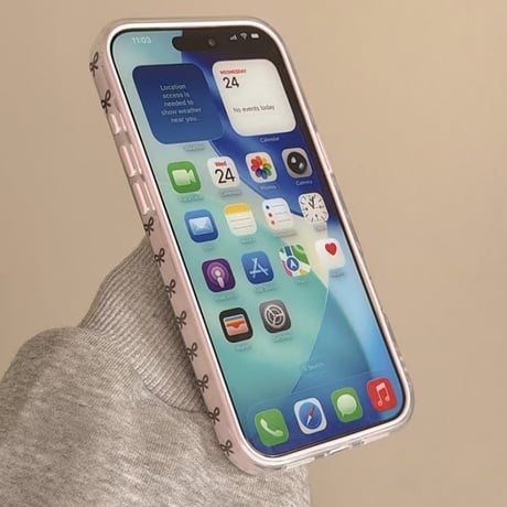 CUTECASEリボン柄ミラー iPhone17Pro/17ケース 2層構造 頑丈 iPhone17ProMax/16Pro/15カバー かわいい 女子力アップ CM6218