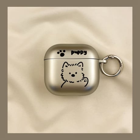 CUTECASEメッキ Airpods Pro3ケース ワンちゃん Airpods4/3カバー pro2/pro1 リング/キーホルダー ギフトにおすすめCM6349