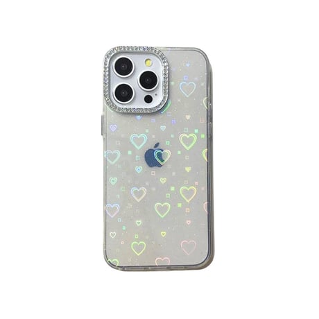 CUTECASE光るハート柄 iPhone15Pro/15Plusケース 女子力アップ iPhone14/13Pro/12カバー 綺麗 夏ファッションCM4439