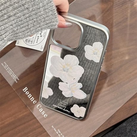 CUTECASE花柄 鏡 iPhone16/16proケース 大人可愛い アイフォン15promax/14/13proケース 丈夫 メイク直し 女子力UP CM5089