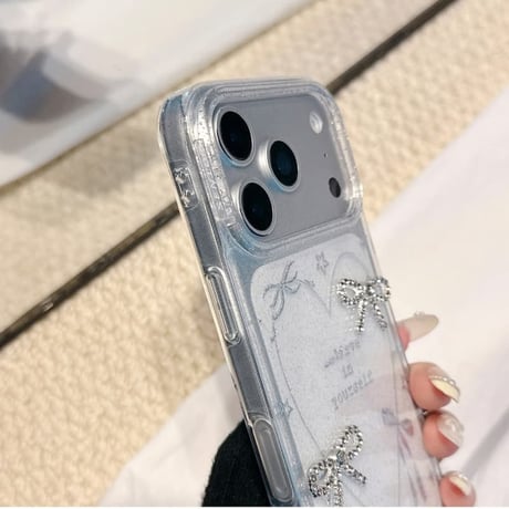 CUTECASE ガールズに人気 iPhone17Pro/17ケース ジュエリーリボン キラキラ iPhone17ProMax/16Pro/15カバー オシャレ 可愛い CM5935