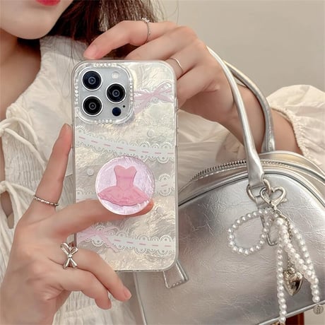 CUTECASE女子力高い iPhone16/15Proケース バレエシューズ/チュチュグリップ iPhone14Pro/13/12カバー おしゃれ 多機能 CM4635