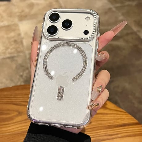 CUTECASEきらめくビジュー iPhone17Pro/17ケース MagSafe対応 iPhone17ProMax/16Pro/15ケース 大人ガーリー 上品 高級感たっぷり CM5862