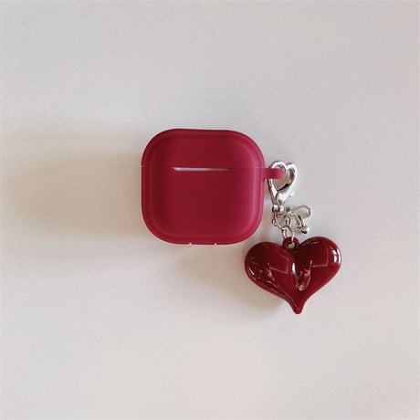 CUTECASEシリコン Airpods 4ケース ハートキーホルダー Airpods3/Pro2ケース airpodsproカバー 充電口カバー付 頑丈 CM4993